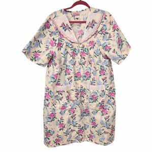 Lati Fashion Floral Nightgown Retro Style Muu Muu Cotton Lightweight Pink 3X